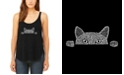 LA Pop Art Women's Premium Word Art Peeking Cat Flowy Tank Top